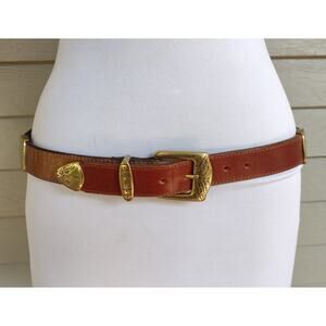 Brighton Brown Leather Belt with Gold-Tone Buckle